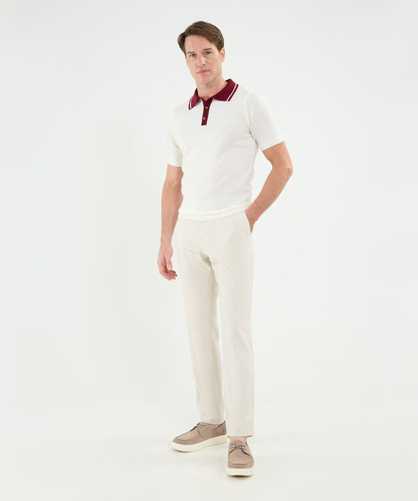 Polo Tejida Cuello Y Pechera En Contraste Para Hombre