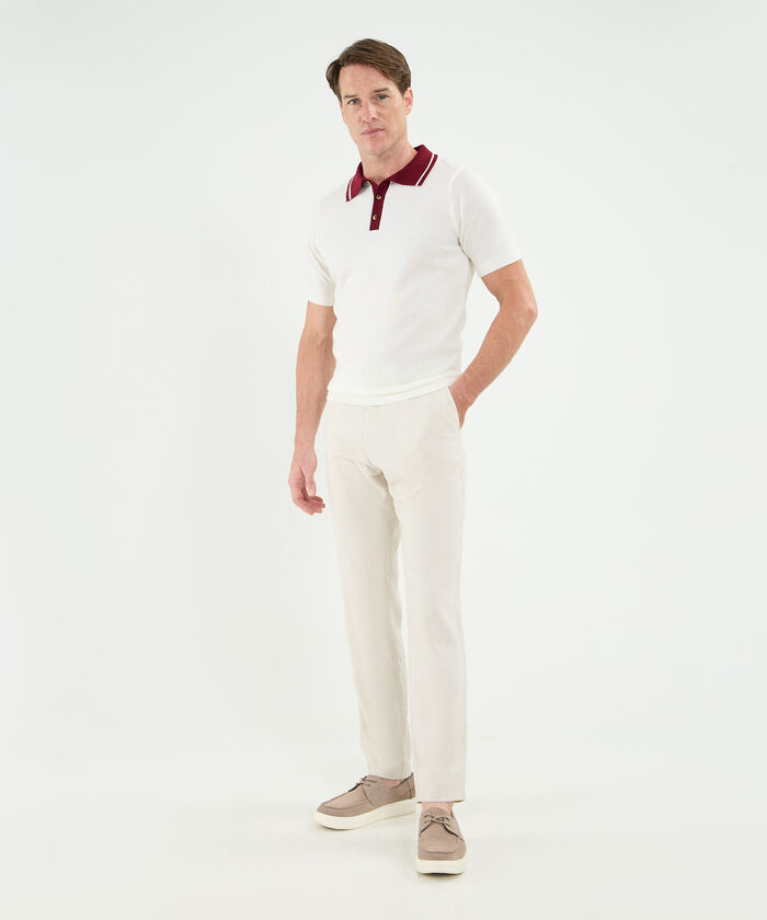 Polo Tejida Cuello Y Pechera En Contraste Para Hombre