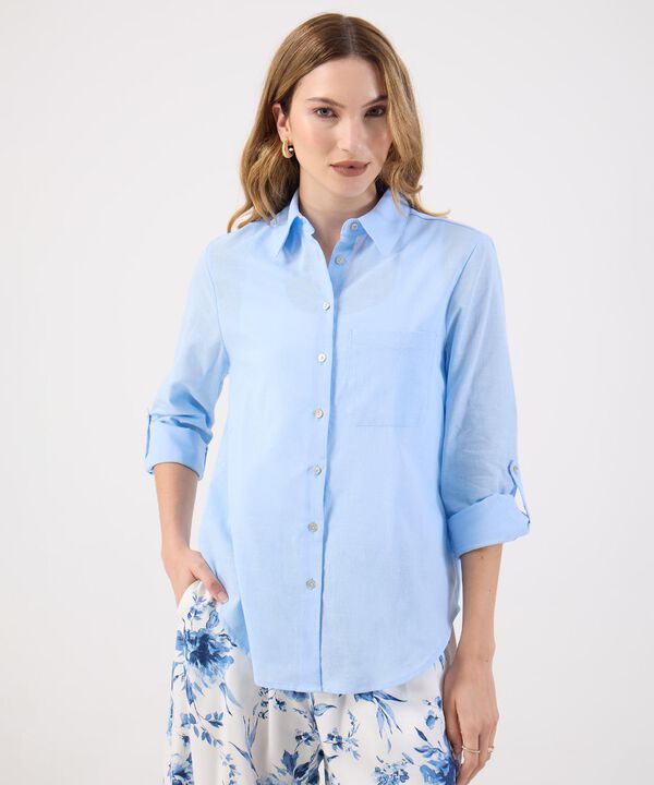 Camisa Dama Azul Claro Manga 3/4 Vers&aacute;til image number null