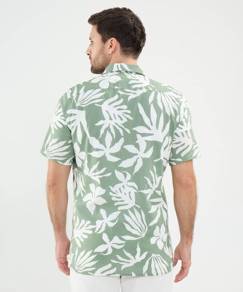 Camisa Estampada en Efecto Lino