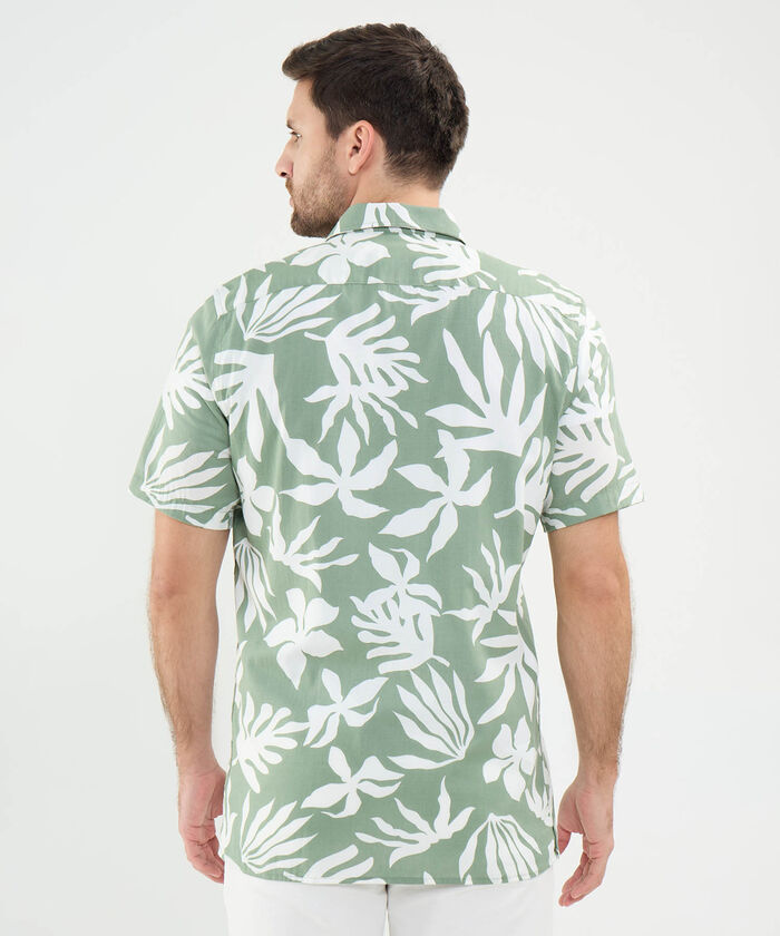 Camisa Estampada en Efecto Lino