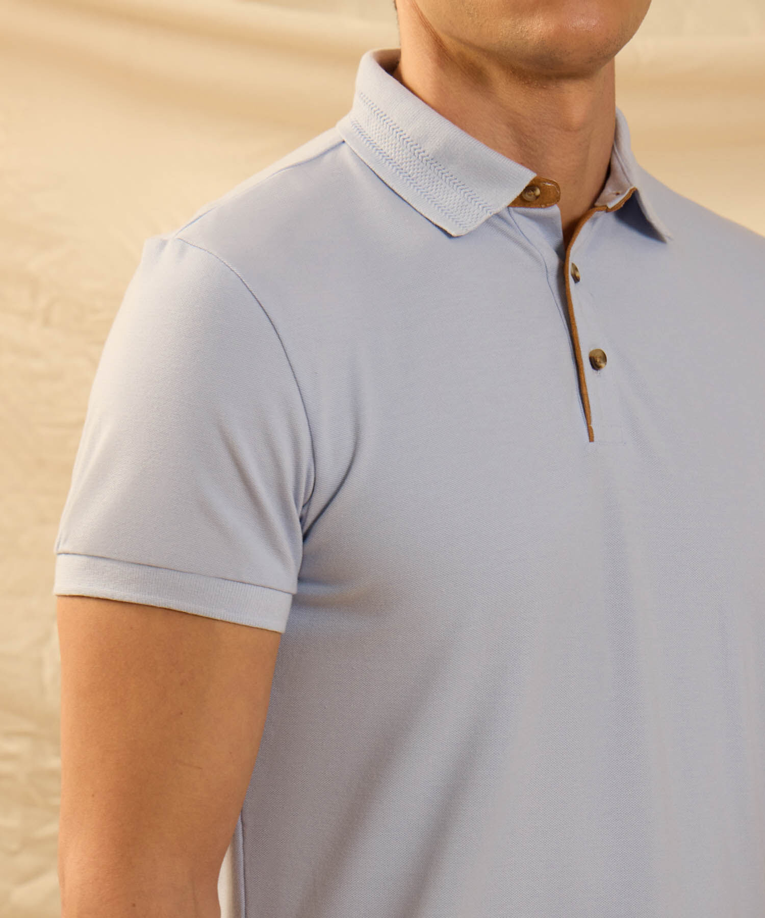 Polo De Botones Contraste Para Hombre