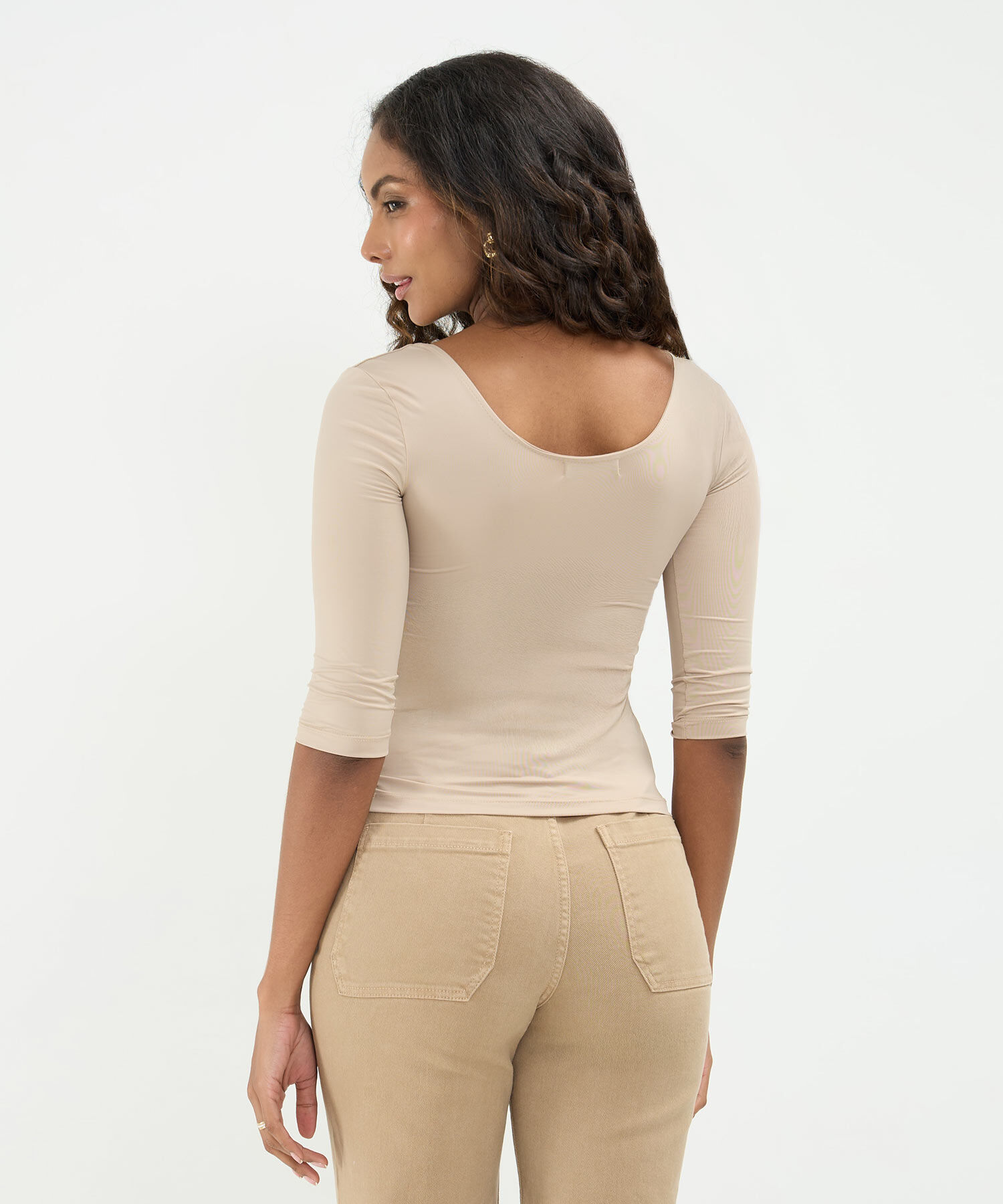 Camiseta 3/4 Ajustada Para Mujer