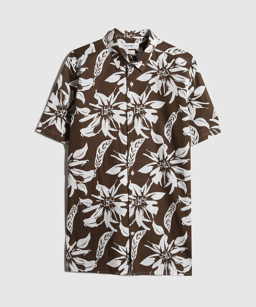 Camisa Manga Corta Estampada Base Lino