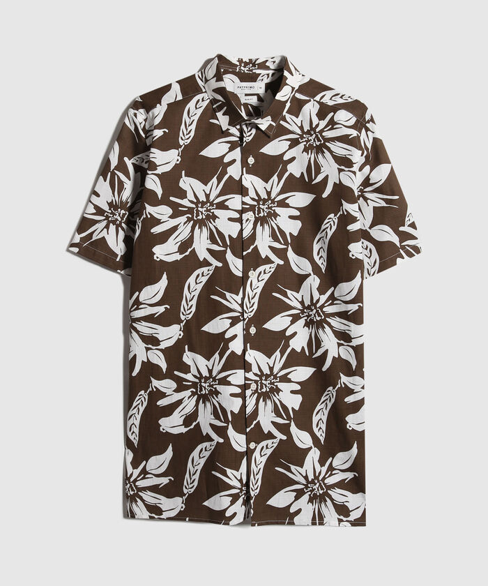 Camisa Manga Corta Estampada Base Lino