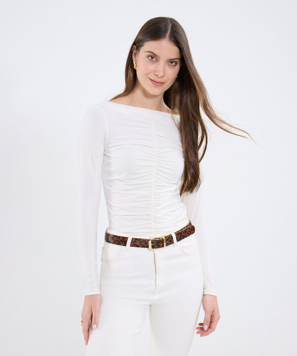 Camiseta Drapeada Manga Larga image number null