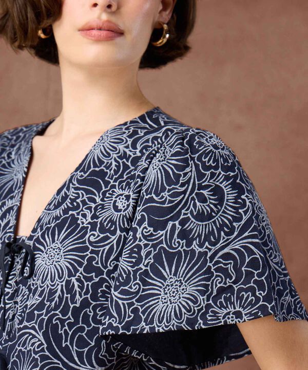 Blusa con Escote V y Cierre de Lazos Para Mujer