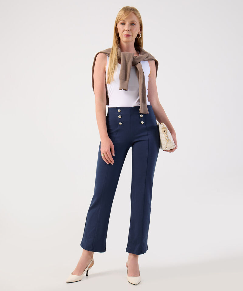 Leggings Mujer Talle Alto Botones Decorativos