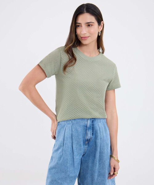 Camiseta Unicolor Cuello Redondo image number null