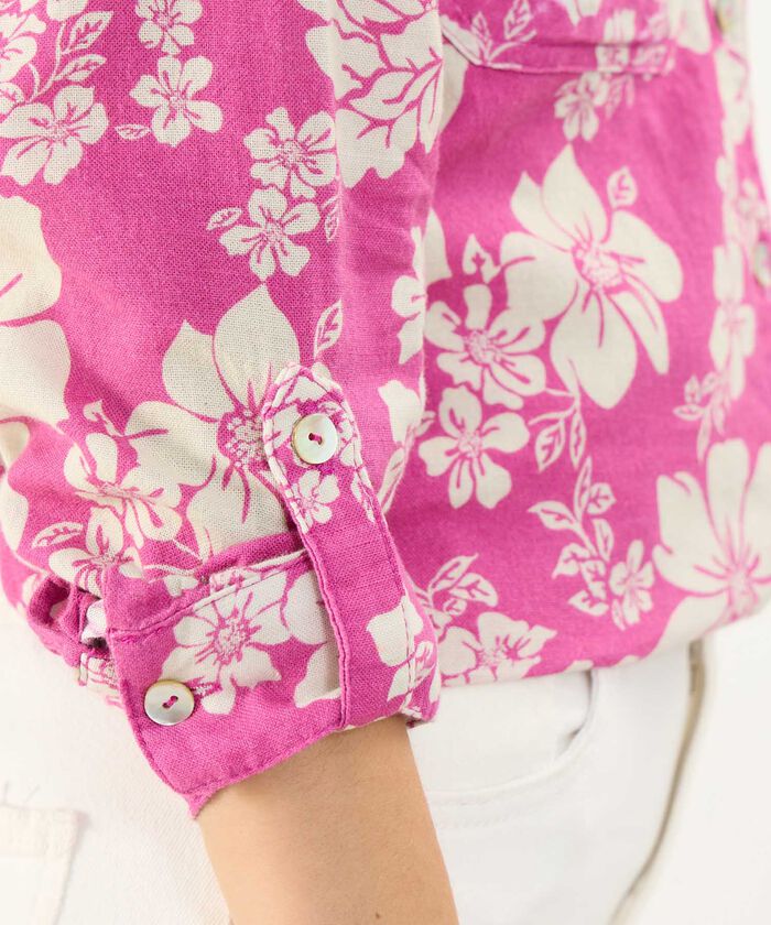 Blusa Estampada en Efecto Lino