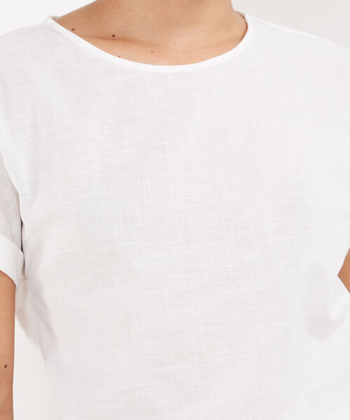 Blusa Manga Corta Con Guardapolvo En Lino Unicolor image number null