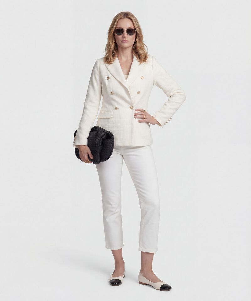 Blazer de Doble Abotonadura en Tweed para Mujer