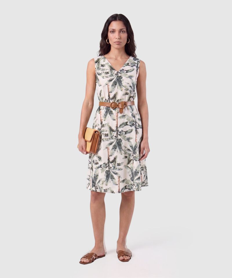 Vestido Corto Estampado Con Cintur&oacute;n Para Mujer
