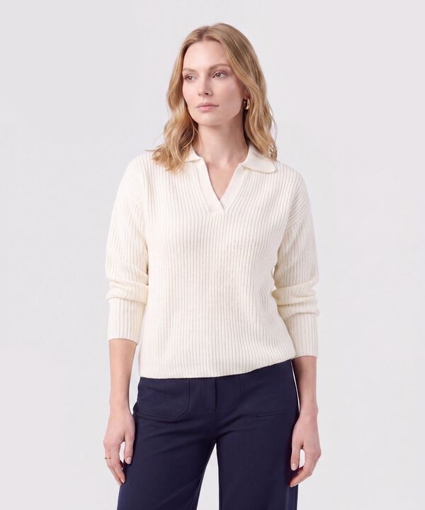 Saco Tejido Cuello Polo Con Escote En V image number null