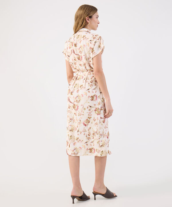 Vestido Camisero Estampado Mujer Con Cintur&oacute;n