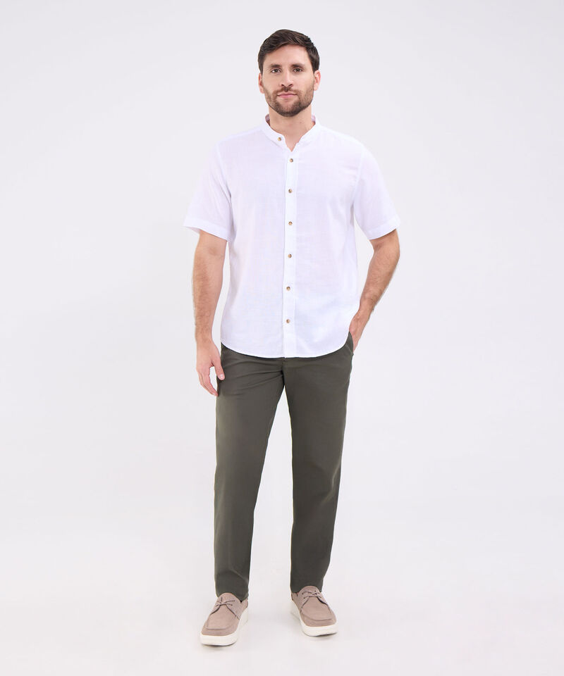 Camisa manga corta unicolor para hombre