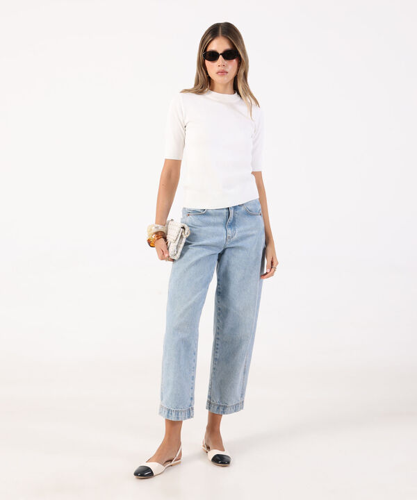 Camiseta Unicolor Manga Corta para Mujer