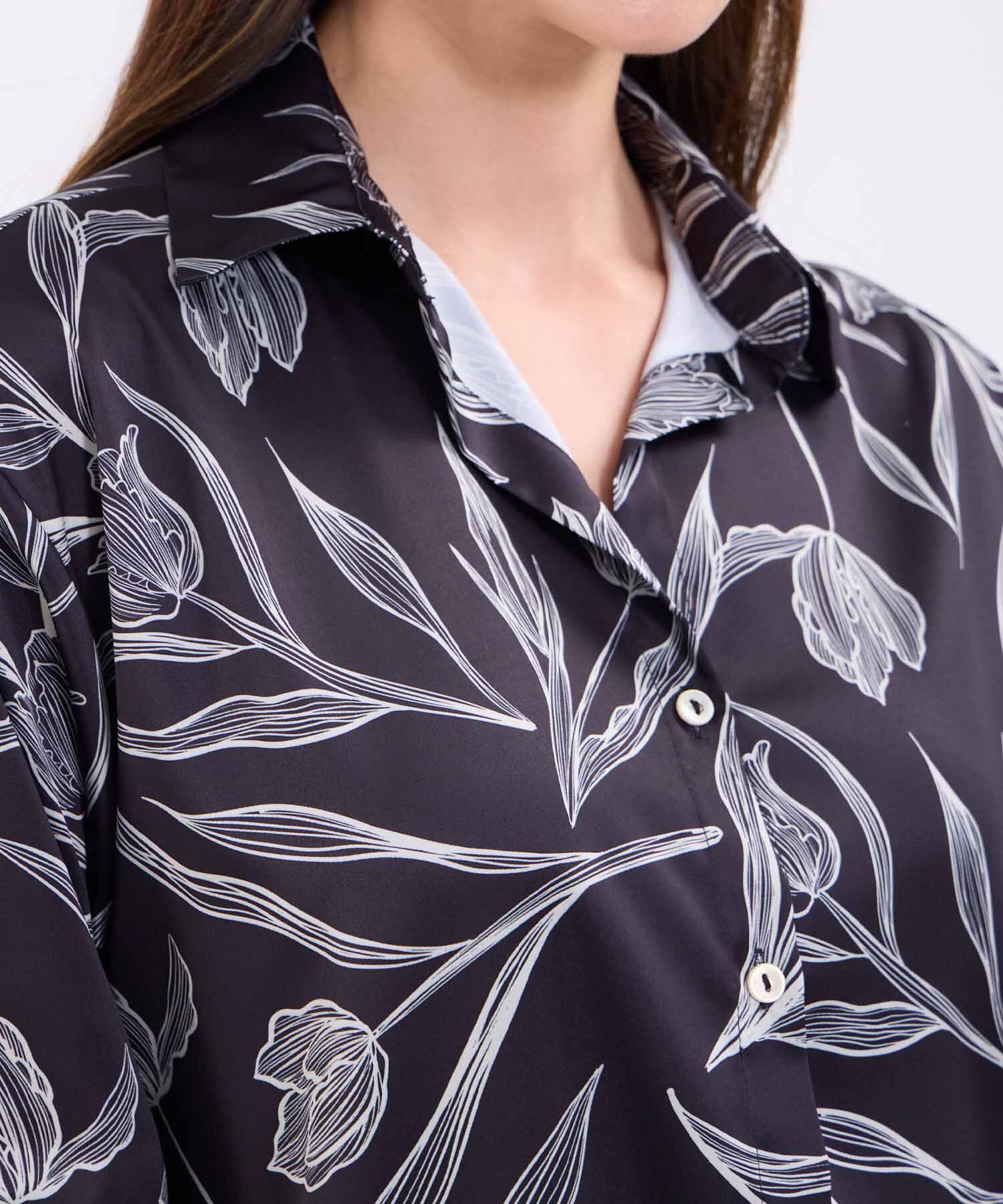 Camisa manga larga estampada para mujer