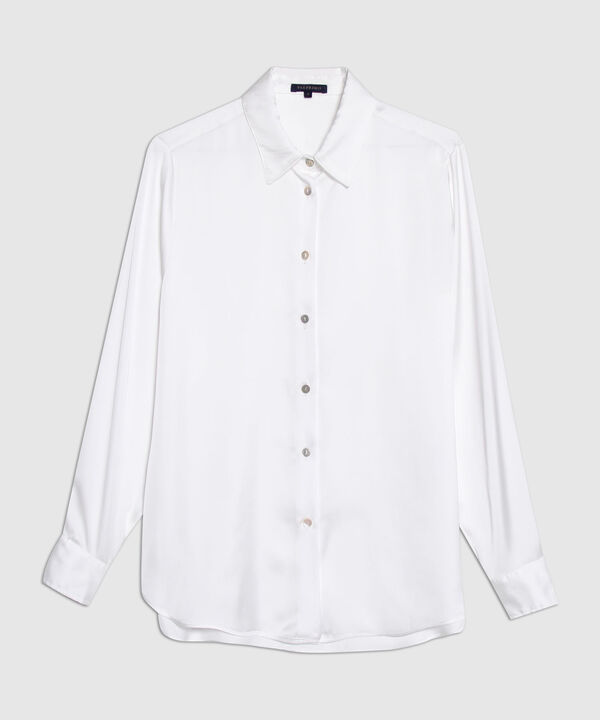 Camisa Unicolor Manga Larga En Sat&iacute;n