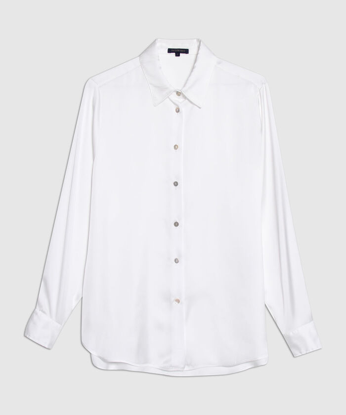 Camisa Unicolor Manga Larga En Satín