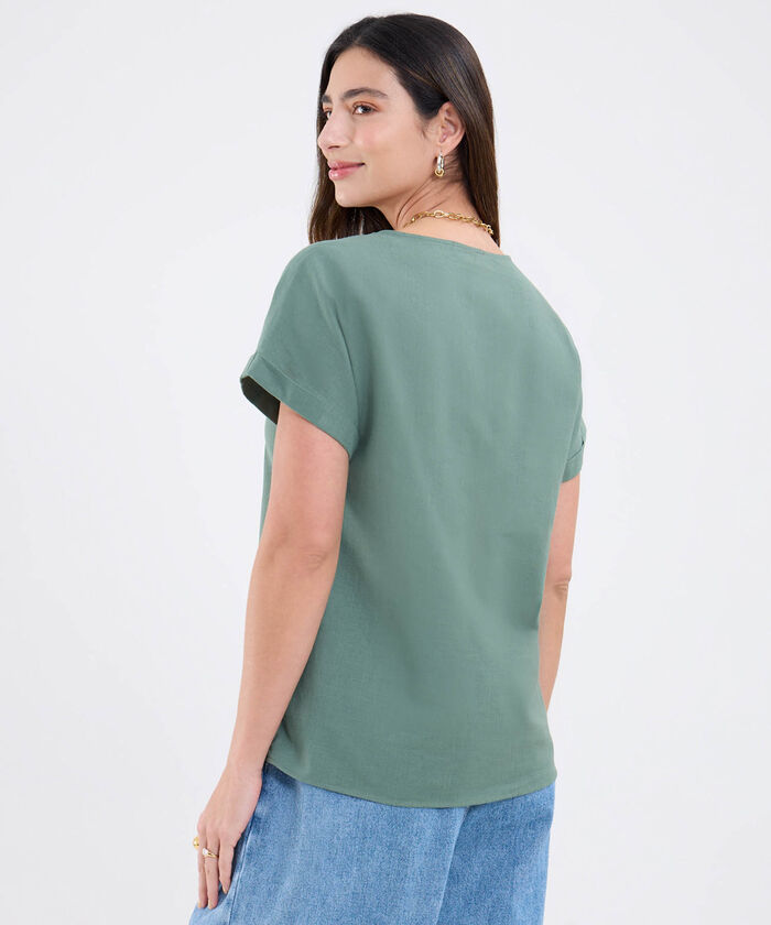 Blusa Manga Corta Unicolor