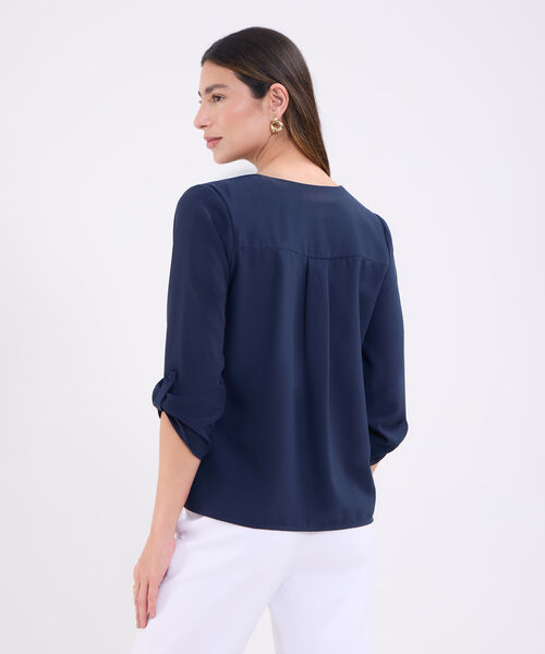 Blusa manga 3/4 unicolor para mujer