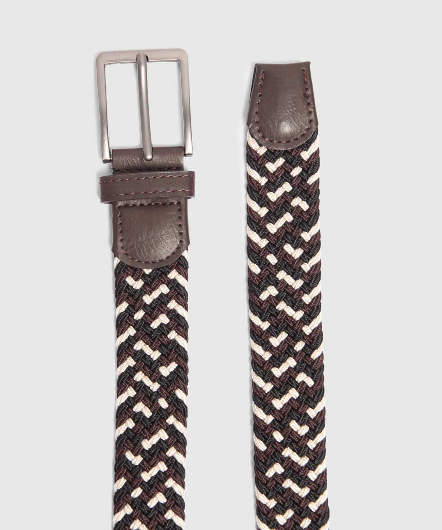 Cintur&oacute;n Trenzado El&aacute;stico con Patr&oacute;n de Cuadros Para Hombre