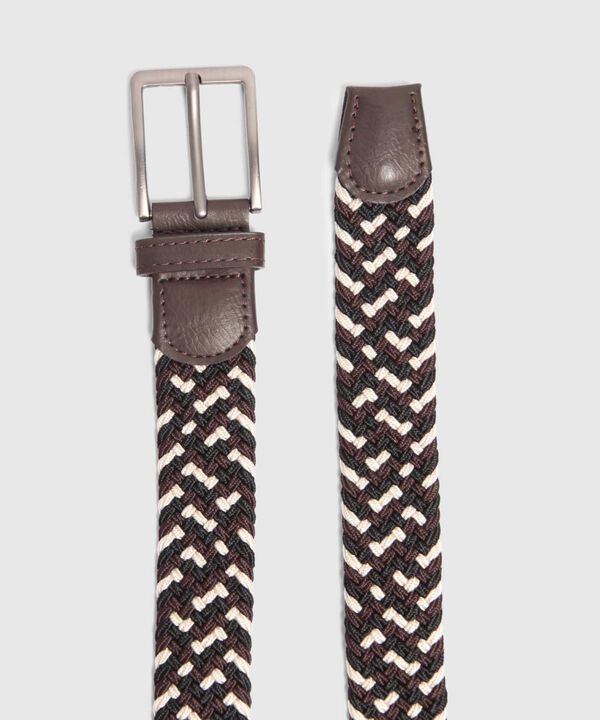 Cintur&oacute;n Trenzado El&aacute;stico con Patr&oacute;n de Cuadros Para Hombre