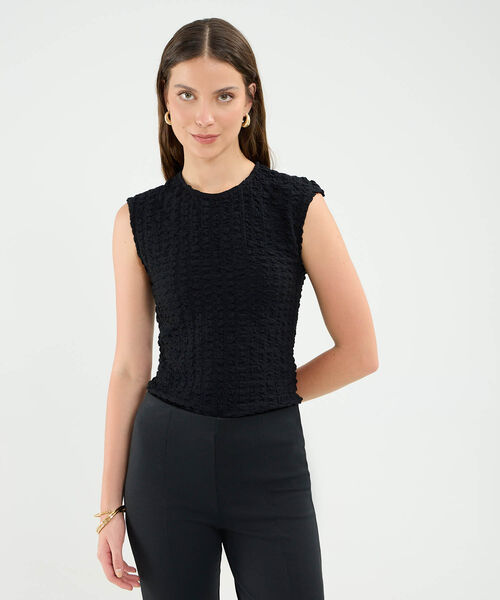 Camiseta Con Textura Hombro Corrido Para Mujer image number null