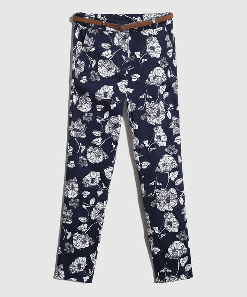 Pantalon Chino Estampado  Con Cinturon