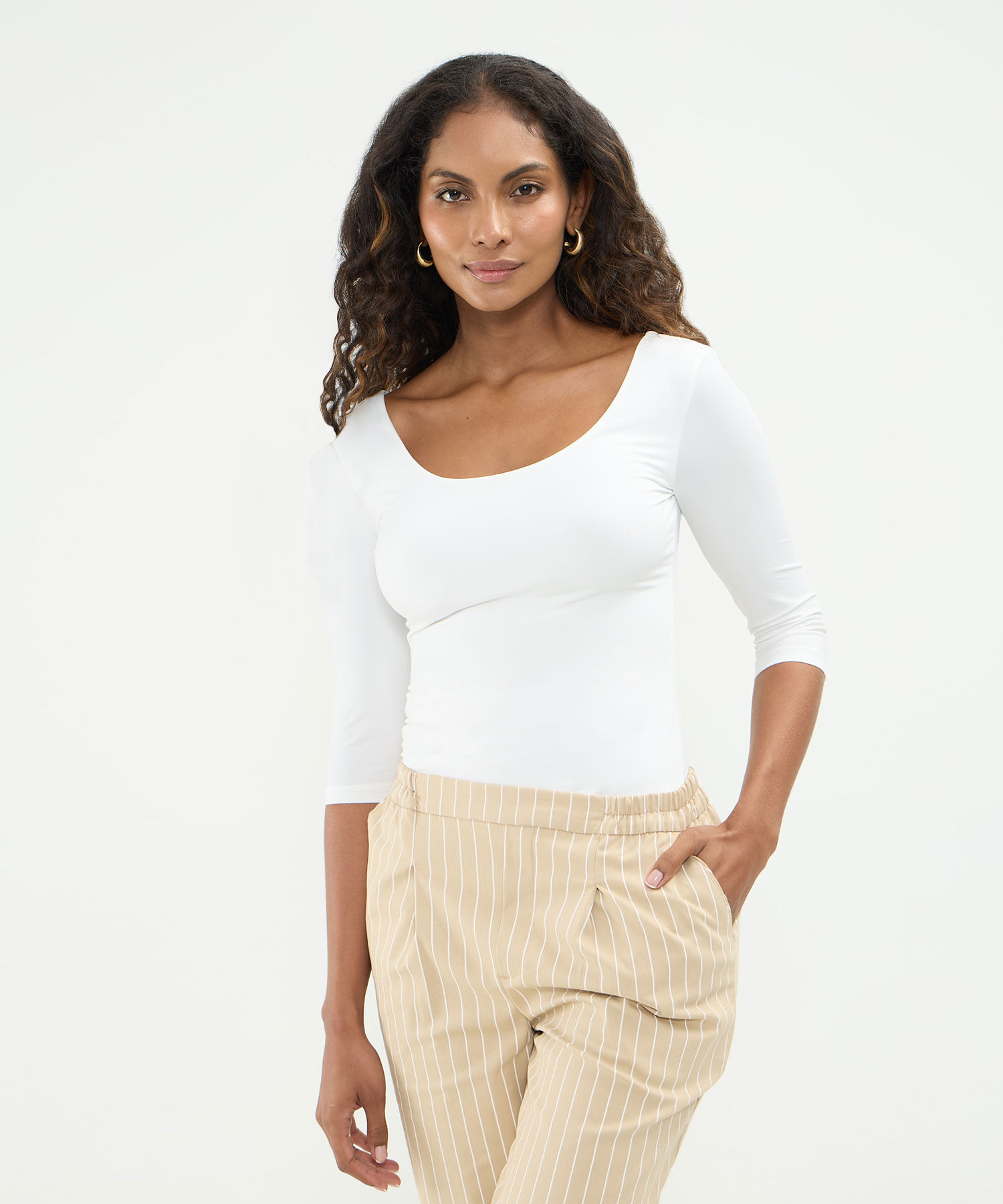 Camiseta 3/4 Ajustada Para Mujer