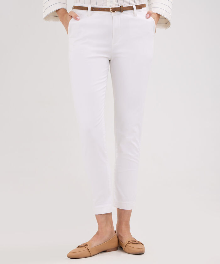 Pantalon Unicolor Chino Con Cinturon