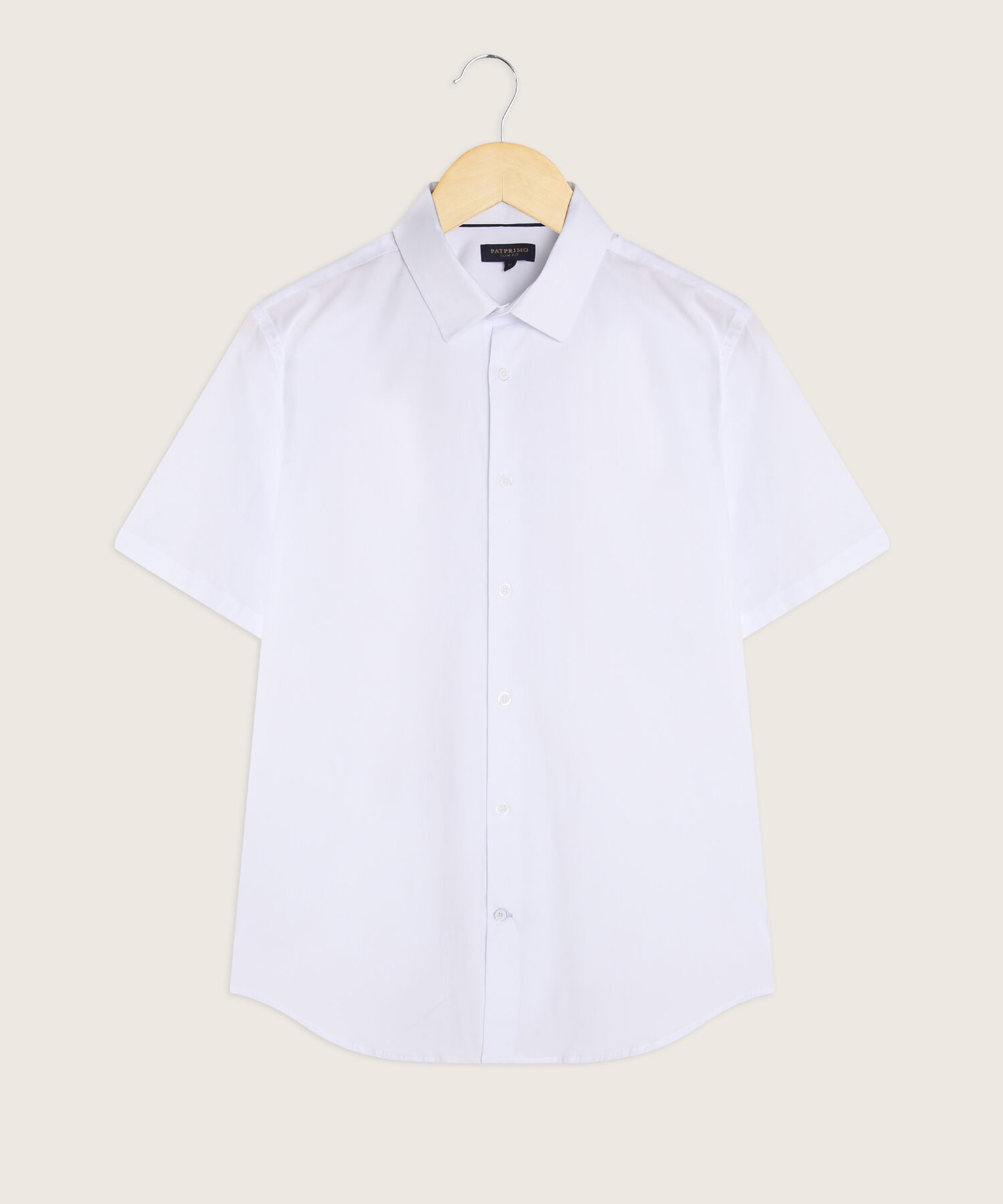 Camisa Manga Corta con Cuello Camisero Blanco