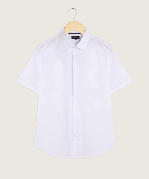 Camisa Manga Corta con Cuello Camisero Blanco