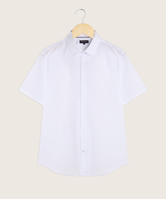Camisa Manga Corta con Cuello Camisero Blanco