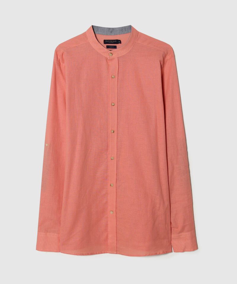 Camisa Manga Larga Cuello Mao Unicolor