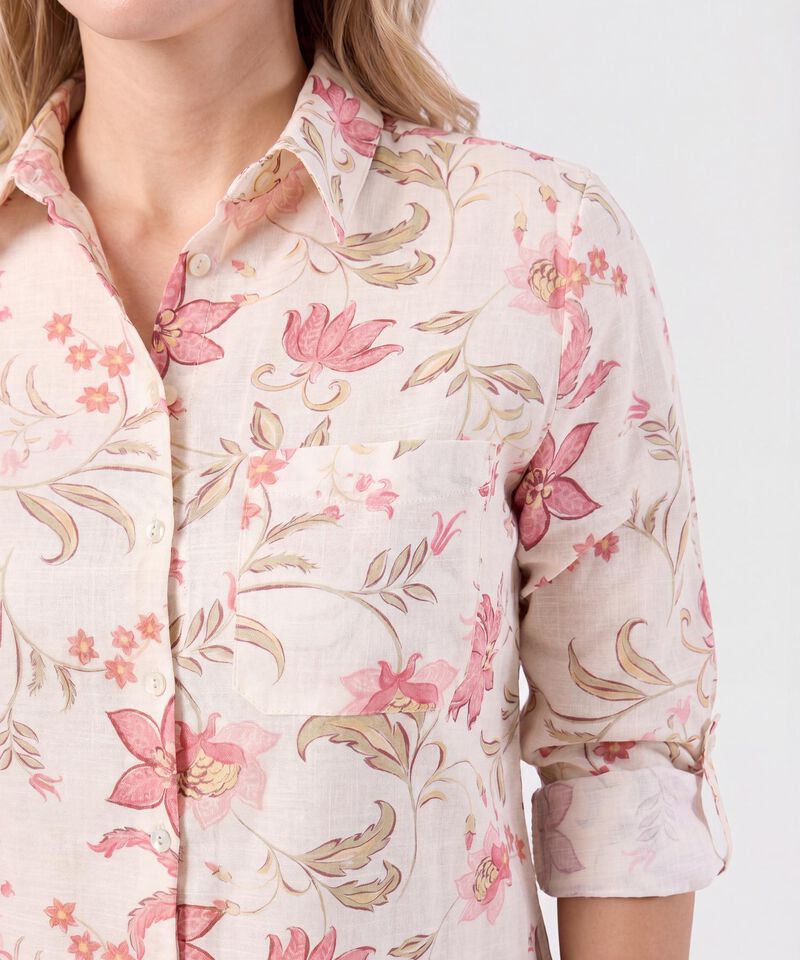 Camisa De Mangas Recogibles Para Mujer