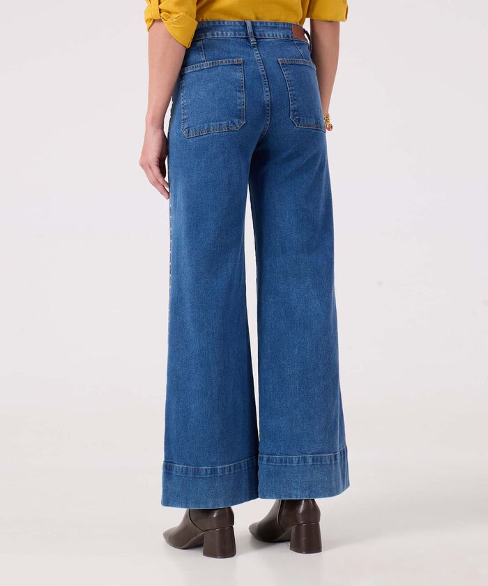 Jeans Wide Leg Tono Azul Medio 
