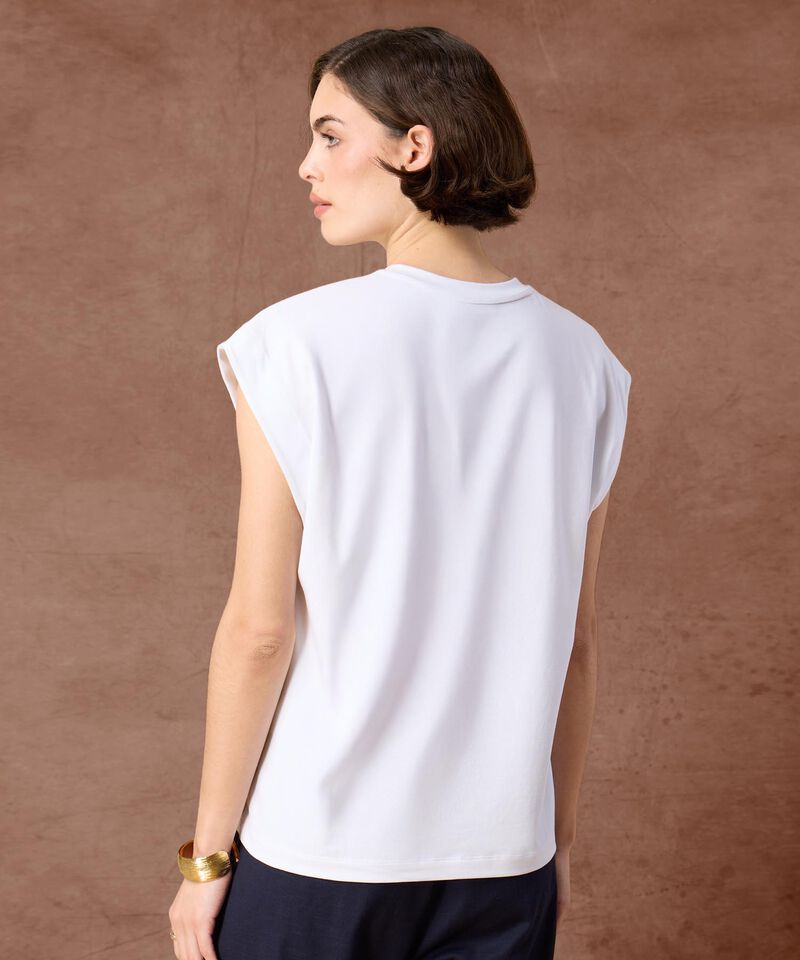 Camiseta Mujer sin Manga con Dise&ntilde;o Bordado