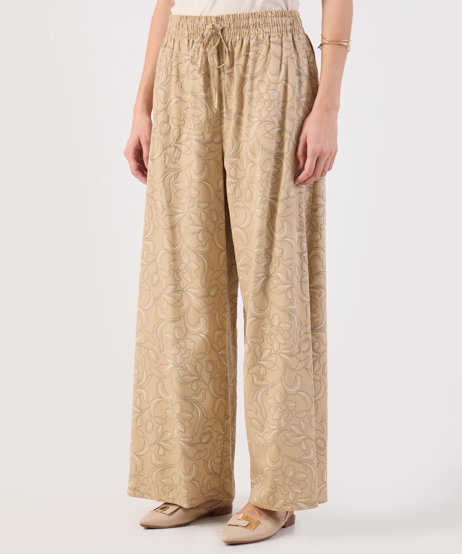 Pantal&oacute;n Fluido Estampado Floral Ancho