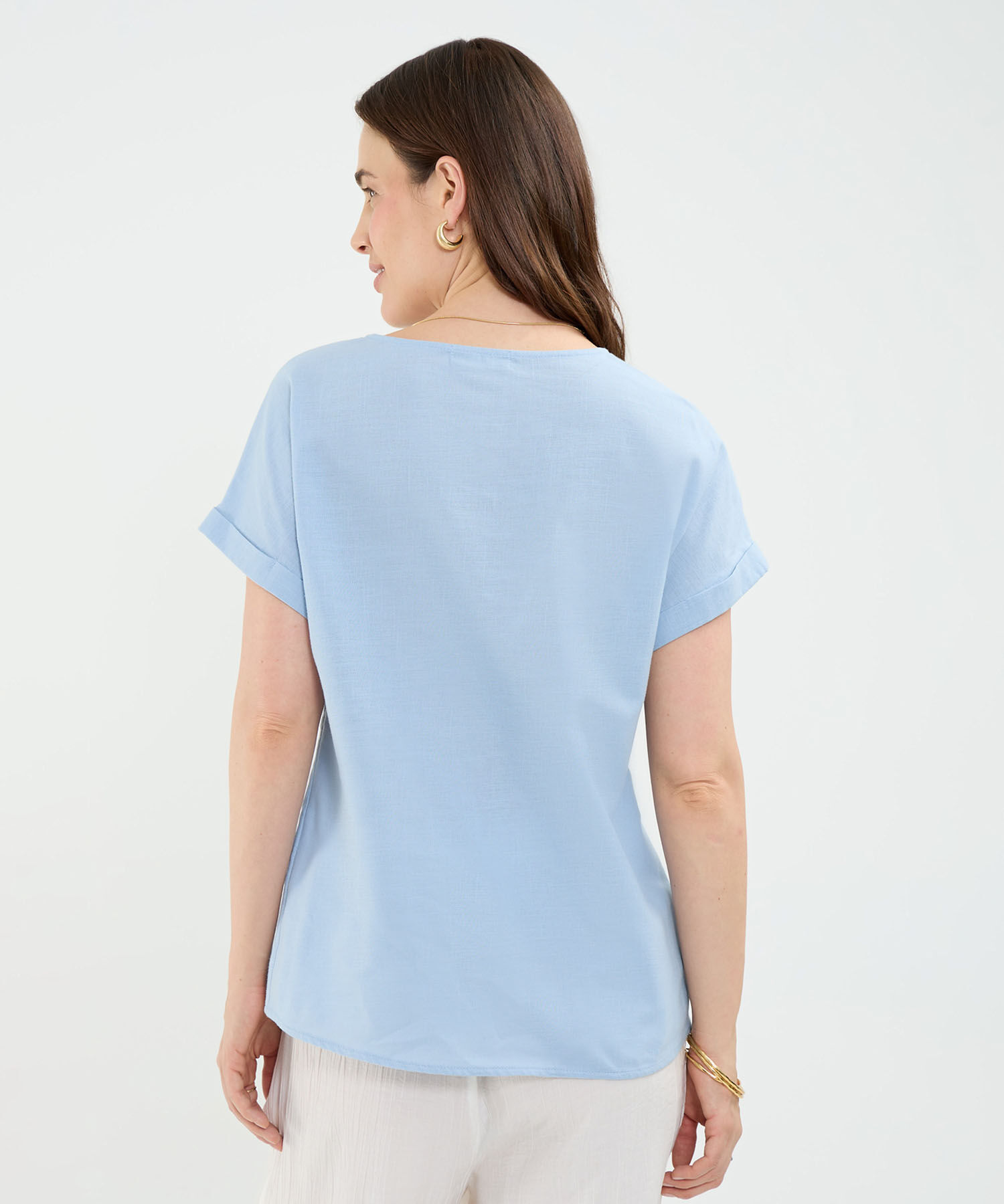 Blusa con Doblez en Efecto Lino