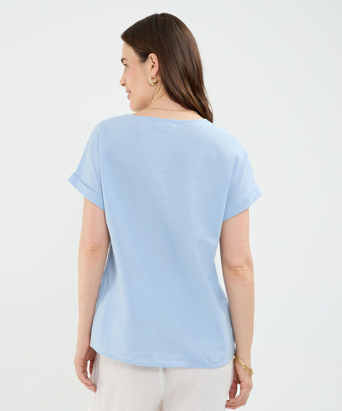 Blusa con Doblez en Efecto Lino