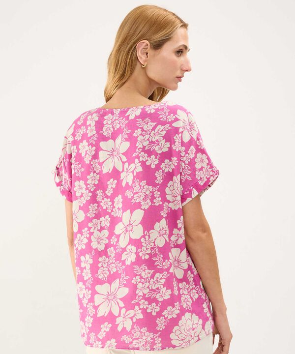 Blusa Estampada en Efecto Lino