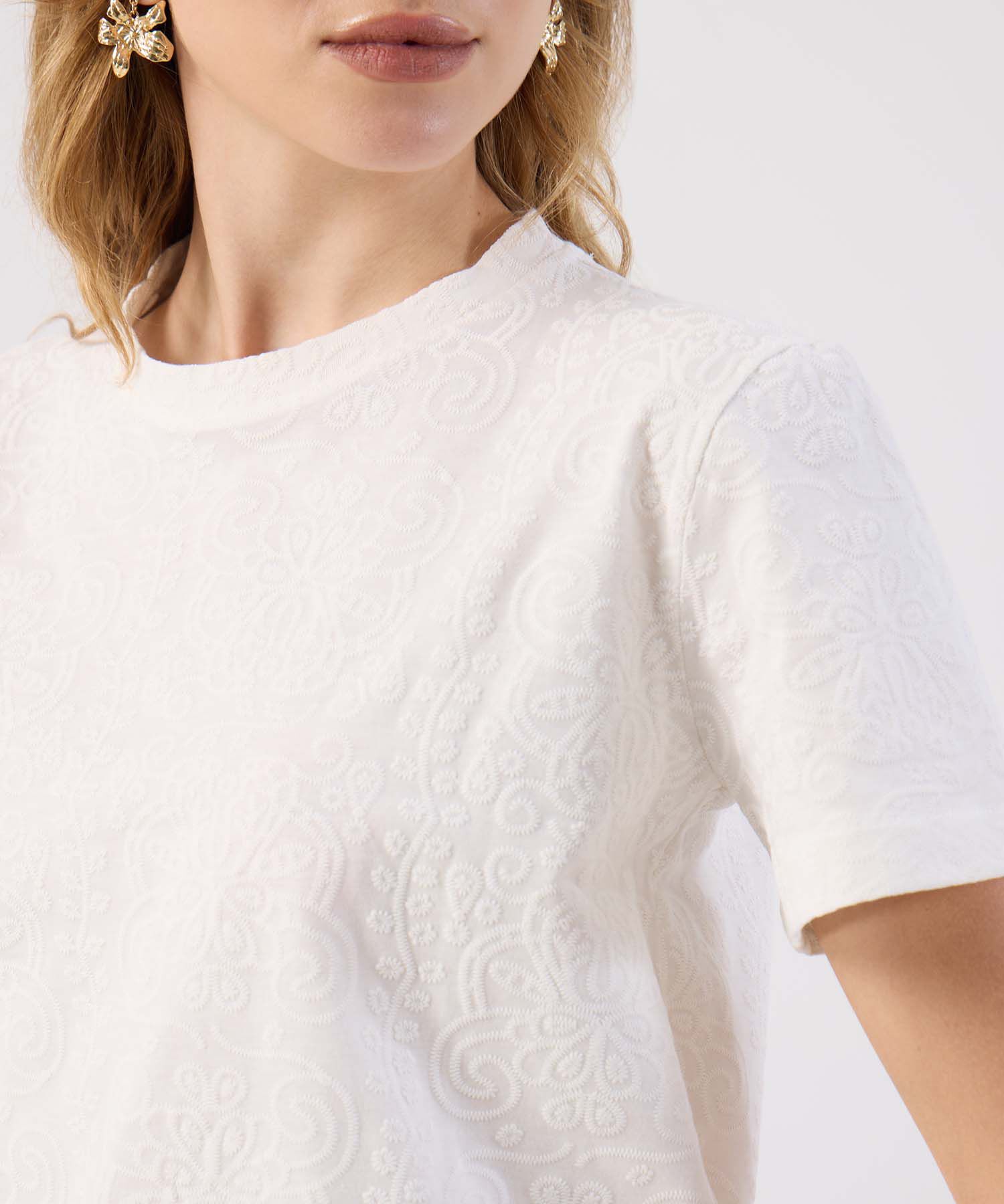 Camiseta Mujer Texturizada Manga Corta