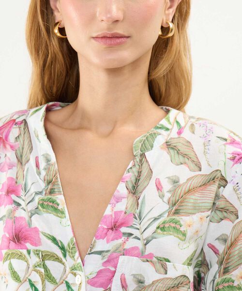 Blusa Estampada en Efecto Lino image number null