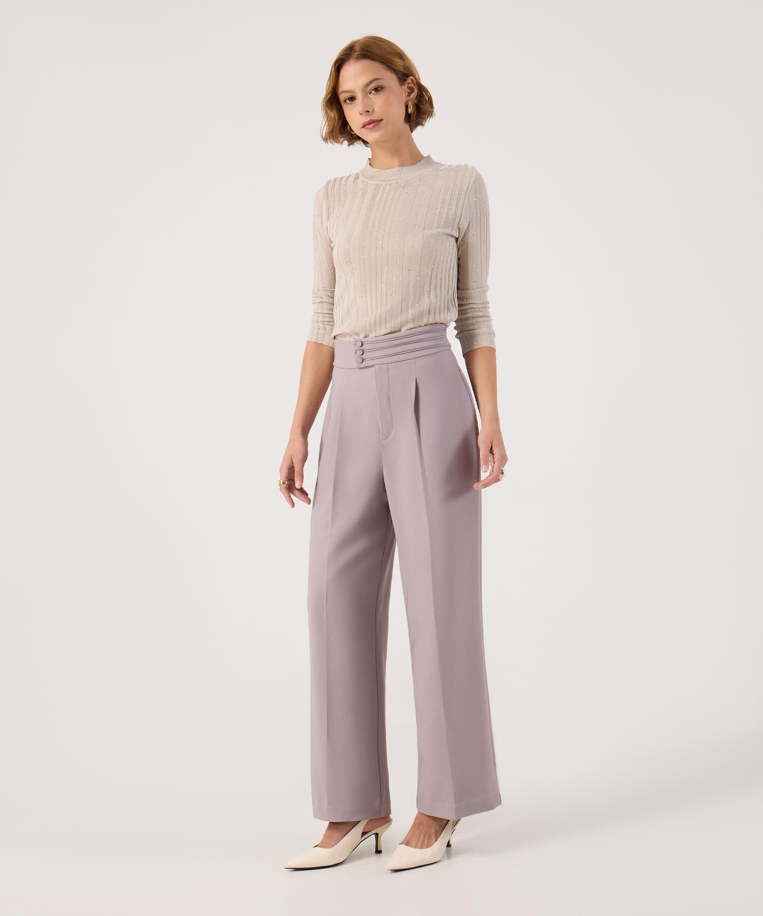 Pantalon fluido con botones 