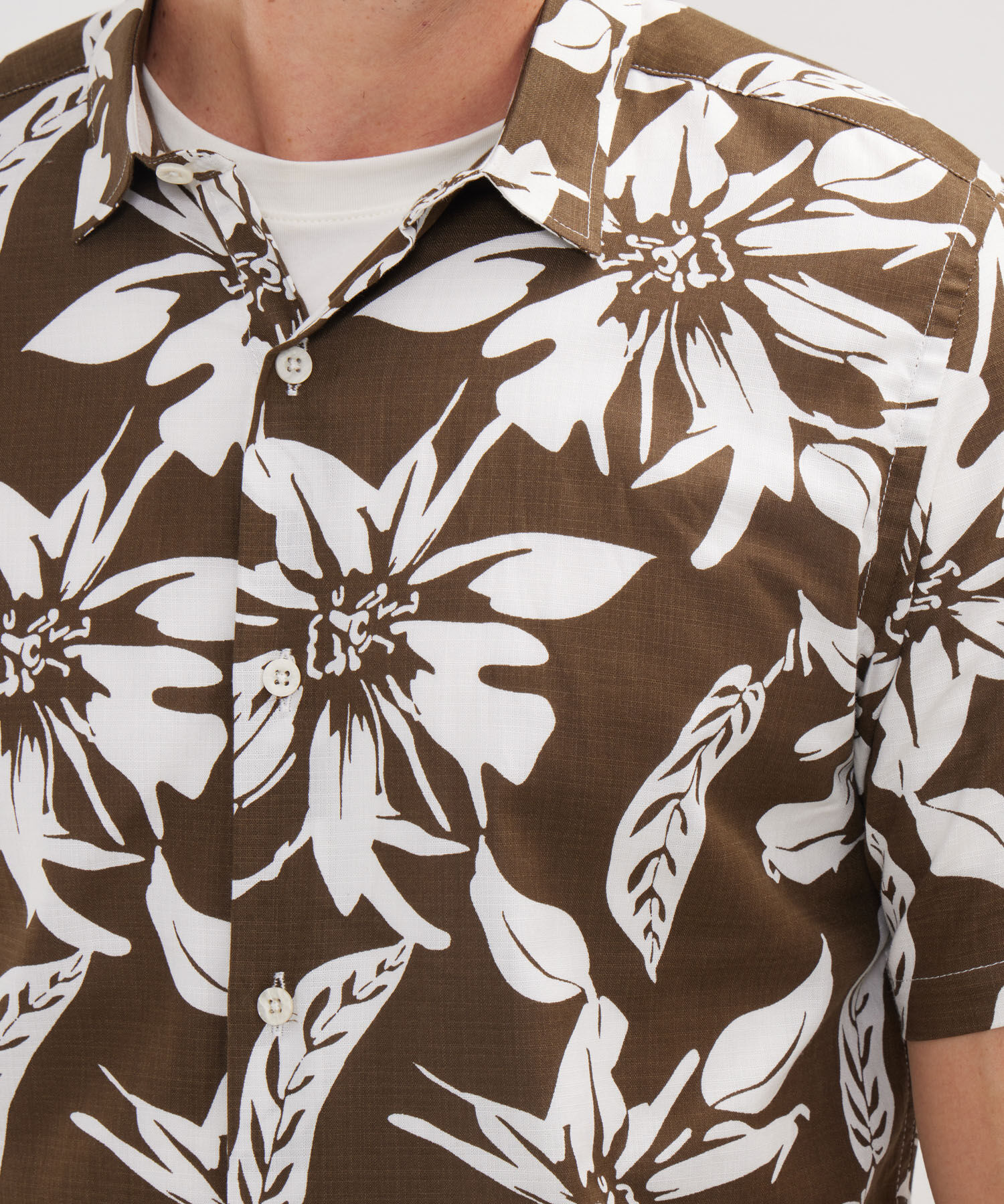 Camisa Manga Corta Estampada Base Lino