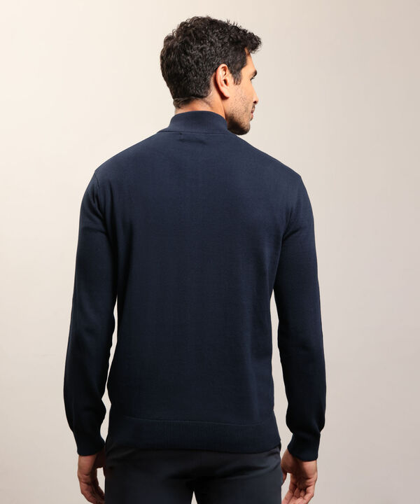 Buzo de Tejido Liso con Cuello Alto y Cremallera Para Hombre