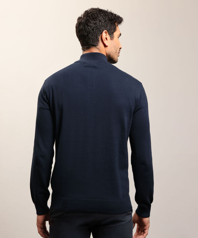 Buzo de Tejido Liso con Cuello Alto y Cremallera Para Hombre