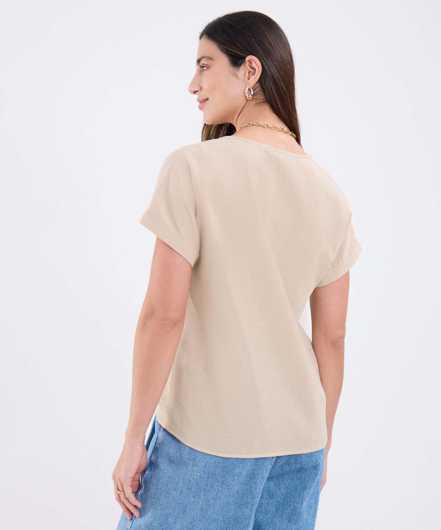 Blusa Manga Corta Unicolor